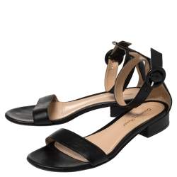 Pre Owned Gianvito Rossi Black Leather Ankle Strap Sandals Size 35