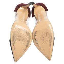 Pre Owned Gianvito Rossi Navy Blue/Maroon Suede and PVC Plexi Pointed Toe Pumps Size 35