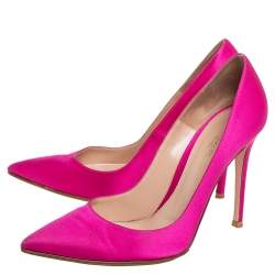 Pre Owned Gianvito Rossi Pink Satin Pointed Toe Pumps Size 39