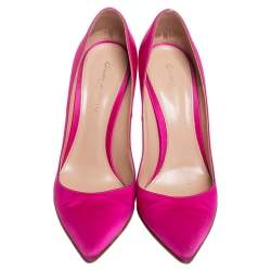 Pre Owned Gianvito Rossi Pink Satin Pointed Toe Pumps Size 39