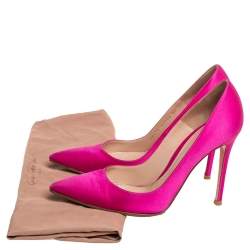 Pre Owned Gianvito Rossi Pink Satin Pointed Toe Pumps Size 39