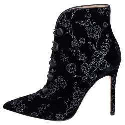 Pre Owned Gianvito Rossi black Velvet Empress Ankle Booties Size 38.5