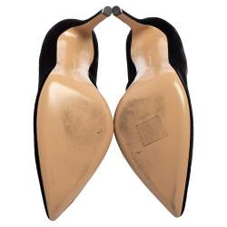 Pre Owned Gianvito Rossi Black Tuxedo Velvet Pumps Size 37.5