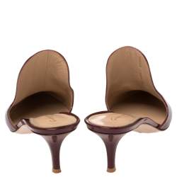 Pre Owned Gianvito Rossi Burgundy Patent Leather Aramis Mules Size 39.5