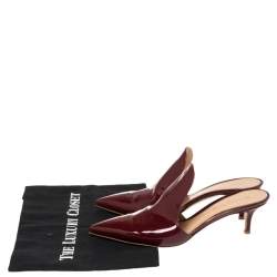 Pre Owned Gianvito Rossi Burgundy Patent Leather Aramis Mules Size 39.5
