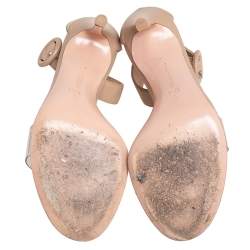 Pre Owned Gianvito Rossi Beige Leather And PVC Ankle Strap Sandals Size 35