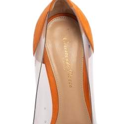Pre Owned Gianvito Rossi Orange/Beige Suede And PVC Plexi Pumps Size 38