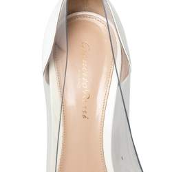 Pre Owned Gianvito Rossi White Patent Leather And PVC Plexi Pointed Toe Pumps Size 38
