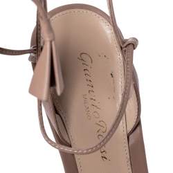 Pre Owned Gianvito Rossi Beige Leather Ruffled Ankle Wrap Sandals Size 36