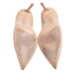Pre Owned Gianvito Rossi Beige Patent Leather Gianvito Pointed Toe Pumps Size 39