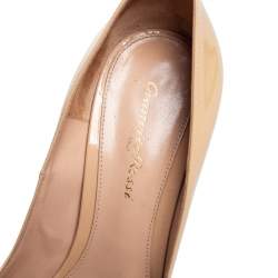 Pre Owned Gianvito Rossi Beige Patent Leather Gianvito Pointed Toe Pumps Size 39