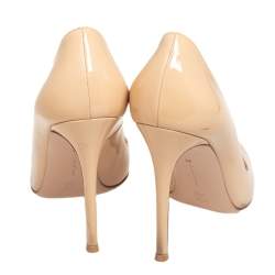 Pre Owned Gianvito Rossi Beige Patent Leather Gianvito Pointed Toe Pumps Size 39