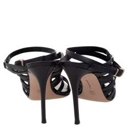 Pre Owned Gianvito Rossi Black Leather Strappy Ankle Wrap Sandals Size 40