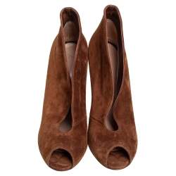 Pre Owned Gianvito Rossi Tan Suede Vamp Booties Size 38.5