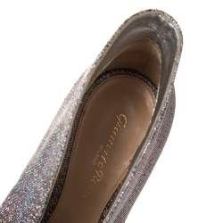 Pre Owned Gianvito Rossi Multicolor Metallic Foil Vamp Peep Toe Booties Size 37