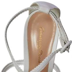 Pre Owned Gianvito Rossi White Leather Scalloped Bra Strap Ankle Strap Sandals Size 41