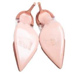 Pre Owned Gianvito Rossi Beige Suede and PVC Plexi Pointed Toe Pumps Size 41