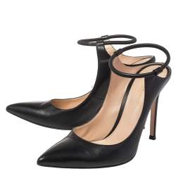 Pre Owned Gianvito Rossi Black Leather Karen Sandals Size 38