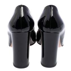 Pre Owned Gianvito Rossi Black Patent Leather Block Heel Pumps Size 40