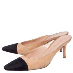 Pre Owned Gianvito Rossi Black/Beige Suede Mule Sandals Size 40