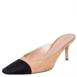 Pre Owned Gianvito Rossi Black/Beige Suede Mule Sandals Size 40