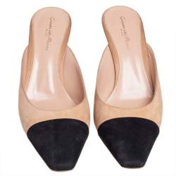 Pre Owned Gianvito Rossi Black/Beige Suede Mule Sandals Size 40