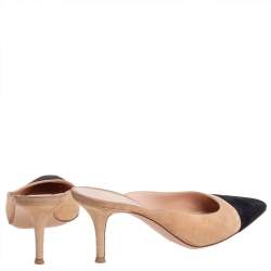 Pre Owned Gianvito Rossi Black/Beige Suede Mule Sandals Size 40