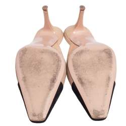 Pre Owned Gianvito Rossi Black/Beige Suede Mule Sandals Size 40