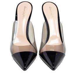 Pre Owned Gianvito Rossi Black Patent Leather and PVC Plexi Mule Sandals Size 41