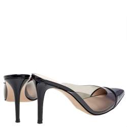 Pre Owned Gianvito Rossi Black Patent Leather and PVC Plexi Mule Sandals Size 41