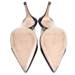 Pre Owned Gianvito Rossi Black Patent Leather and PVC Plexi Mule Sandals Size 41