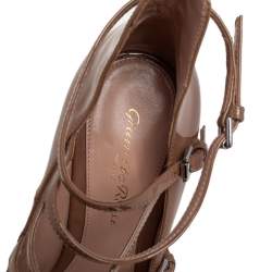 Pre Owned Gianvito Rossi Beige Patent Leather Crisscross Pointed Toe Pumps Size 36