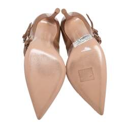 Pre Owned Gianvito Rossi Beige Patent Leather Crisscross Pointed Toe Pumps Size 36