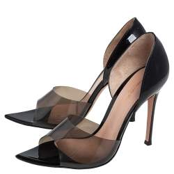 Pre Owned Gianvito Rossi Black Patent Leather and PVC Bree D'orsay Pumps Size 37