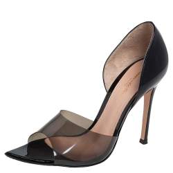 Pre Owned Gianvito Rossi Black Patent Leather and PVC Bree D'orsay Pumps Size 37