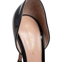 Pre Owned Gianvito Rossi Black Patent Leather and PVC Bree D'orsay Pumps Size 37