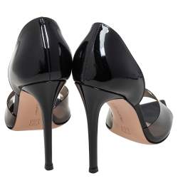 Pre Owned Gianvito Rossi Black Patent Leather and PVC Bree D'orsay Pumps Size 37