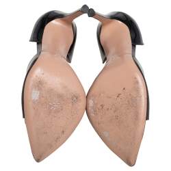 Pre Owned Gianvito Rossi Black Patent Leather and PVC Bree D'orsay Pumps Size 37