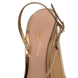 Pre Owned Gianvito Rossi Metallic Gold Leather Platform Ankle Strap Sandals Size 37