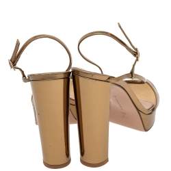 Pre Owned Gianvito Rossi Metallic Gold Leather Platform Ankle Strap Sandals Size 37