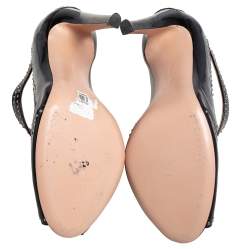 Pre Owned Gianvito Rossi Black Patent Leather Studded Ankle Booties Size 37