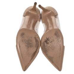 Pre Owned Gianvito Rossi Beige Suede And PVC Plexi Pumps Size 40.5