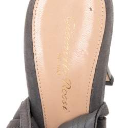 Pre Owned Gianvito Rossi Grey Suede Cutout Maxine Ankle Wrap Sandals Size 39