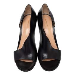Pre Owned Gianvito Rossi Black Leather Open Toe D'orsay Pumps Size 39