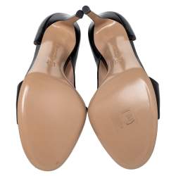 Pre Owned Gianvito Rossi Black Leather Open Toe D'orsay Pumps Size 39