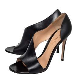 Pre Owned Gianvito Rossi Black Leather Open Toe D'orsay Pumps Size 39