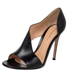 Pre Owned Gianvito Rossi Black Leather Open Toe D'orsay Pumps Size 39