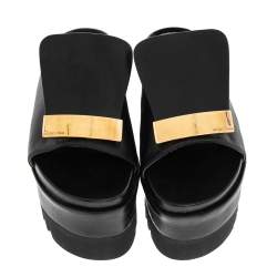 Pre Owned صندل سلايد سيرجيو روسي أس أر1 جلد أسود نعل سميك مقاس 38