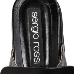 Pre Owned صندل سلايد سيرجيو روسي أس أر1 جلد أسود نعل سميك مقاس 38