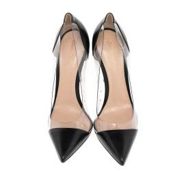 Pre Owned Gianvito Rossi Black Leather And PVC Plexi Pumps Size 38